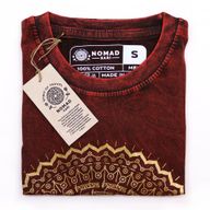 Stentvättad T-shirt (S) - Mandala - Vinröd