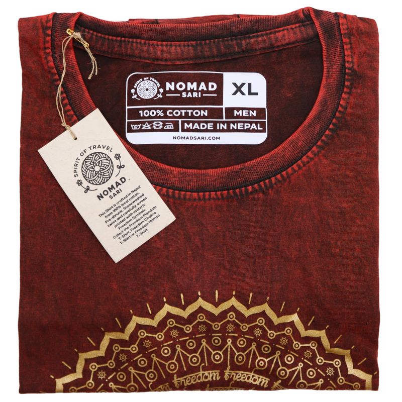 Stentvättad T-shirt (XL) - Hamsa - Vinröd