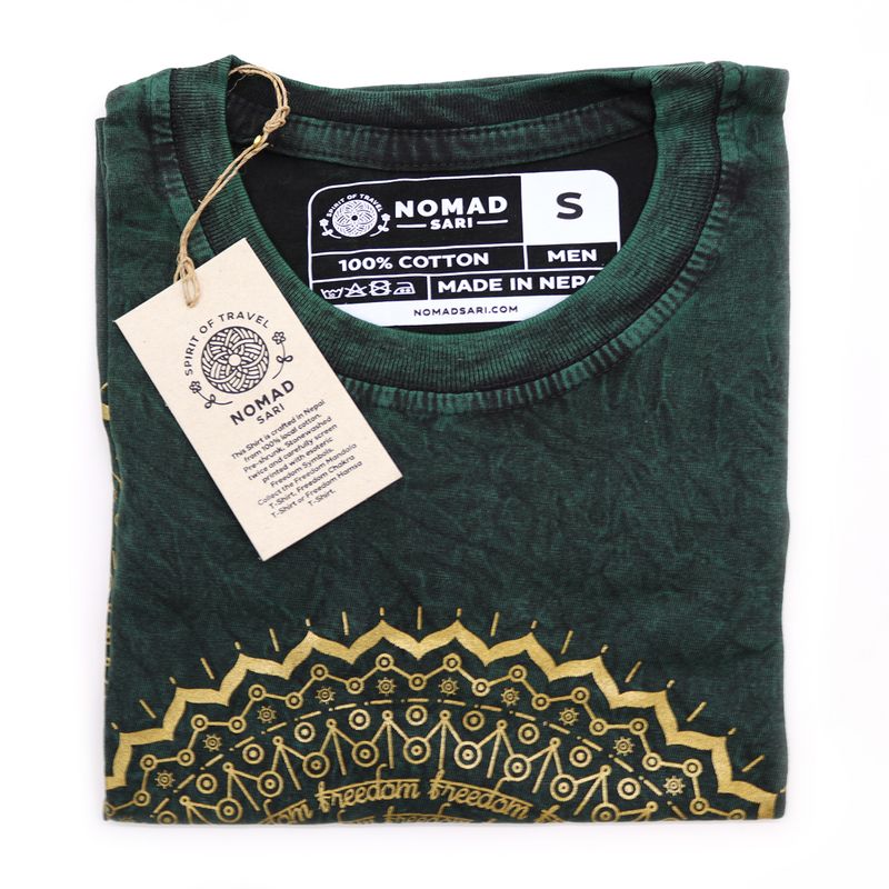 Stentvättad T-shirt (S) - Mandala - Grön
