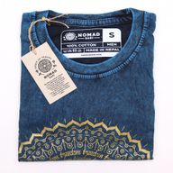 Stentvättad T-shirt (S) - Mandala - Blå