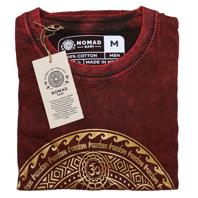 Stentvättad T-shirt (M) - Chakra - Vinröd