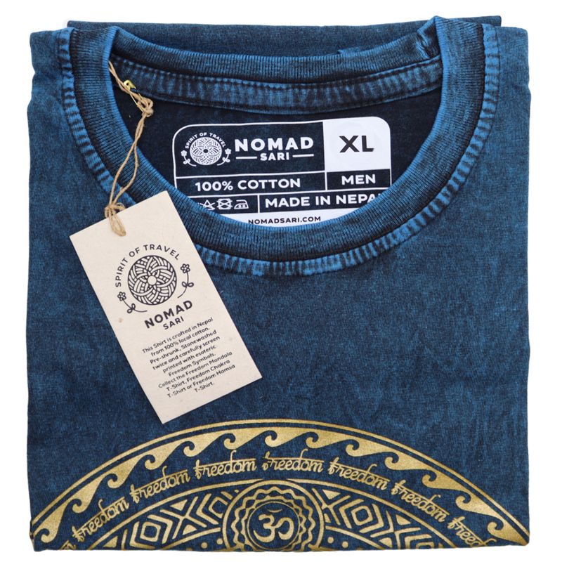 Stentvättad T-shirt (XL) - Chakra - Blå