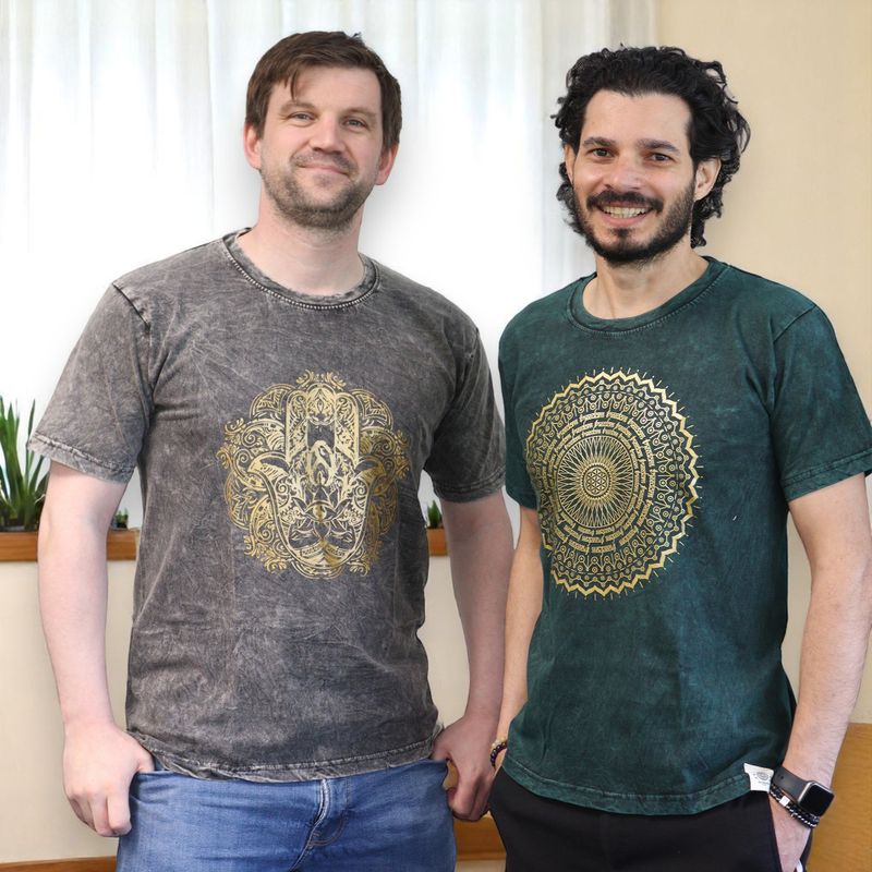 Stentvättad T-shirt (M) - Hamsa - Mörkgrå