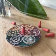 Rökelsehållare Skiva i Täljsten - Sju Chakra - 10cm