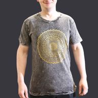 Stentvättad T-shirt (S) - Mandala - Mörkgrå