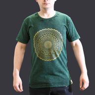 Stentvättad T-shirt (S) - Mandala - Grön