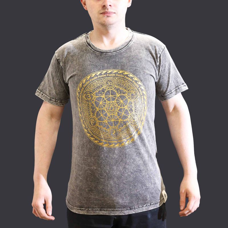 Stentvättad T-shirt (S) - Chakra - Mörkgrå