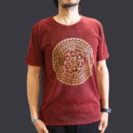 Stentvättad T-shirt (M) - Chakra - Vinröd