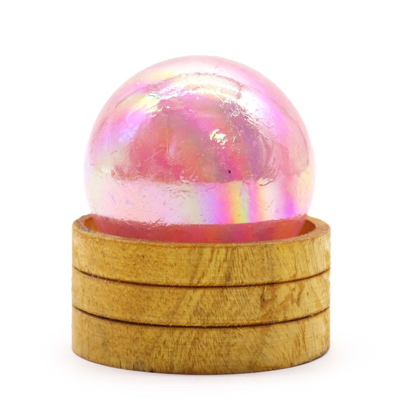 Ädelstenskula med Stativ 50mm - Rosenkvarts Titanium Aura