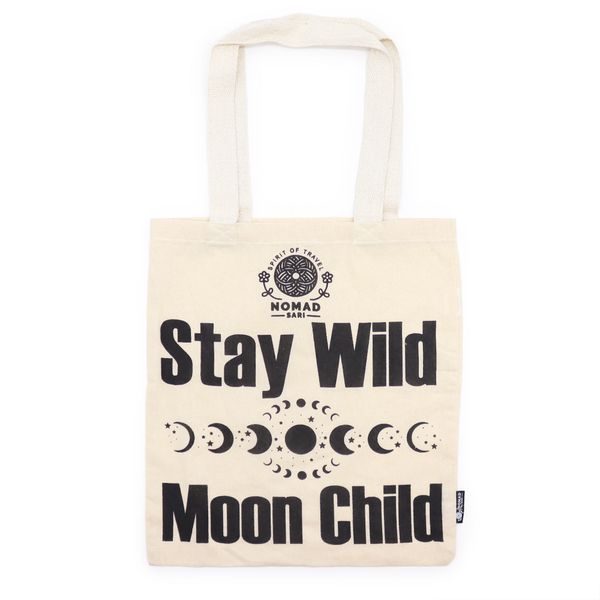 Ikonisk Basic Tygkasse - Stay Wild, Moon Child - Naturlig
