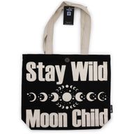 Ikonisk Klassisk Tygkasse - Stay Wild, Mood Child - Svart Naturlig