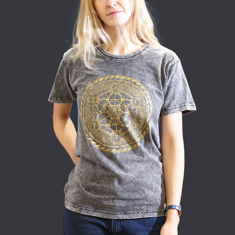 Stentvättad T-shirt (S) - Chakra - Mörkgrå