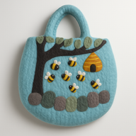 Filtväska med Träd & Bikupa - 35x27cm