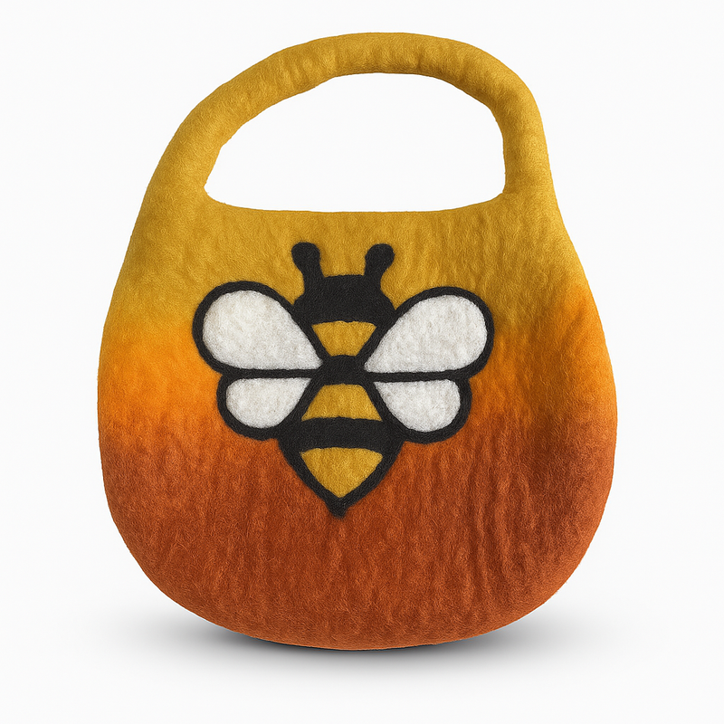 Filtväska med Bi - Handtag med Magnet - Soluppgångsorange