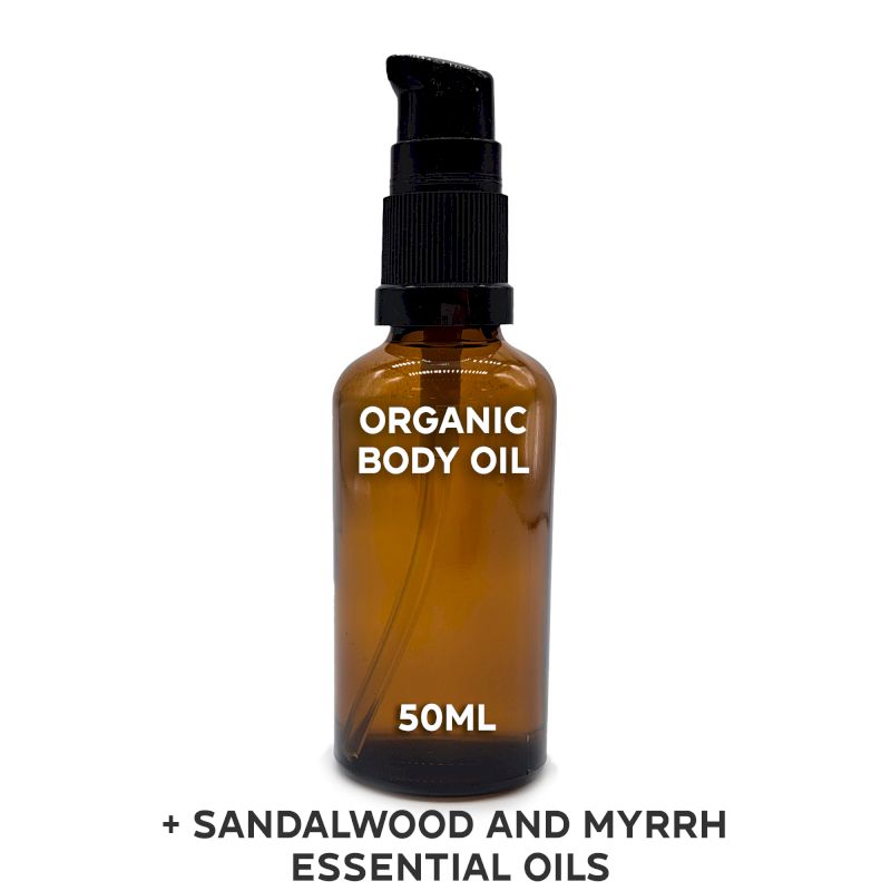 Ekologisk Kroppsolja 50ml - Sandelträ & Myrra - Utan Etikett