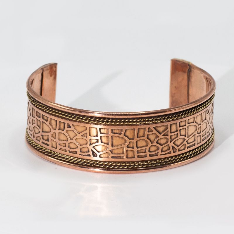 Breda Armband i Koppar med Mässingsdekor (blandade)