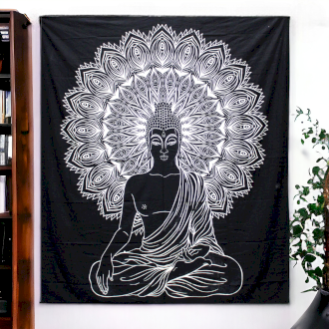 Svart & Vitt Dubbelt Sängöverkast / Väggdekoration