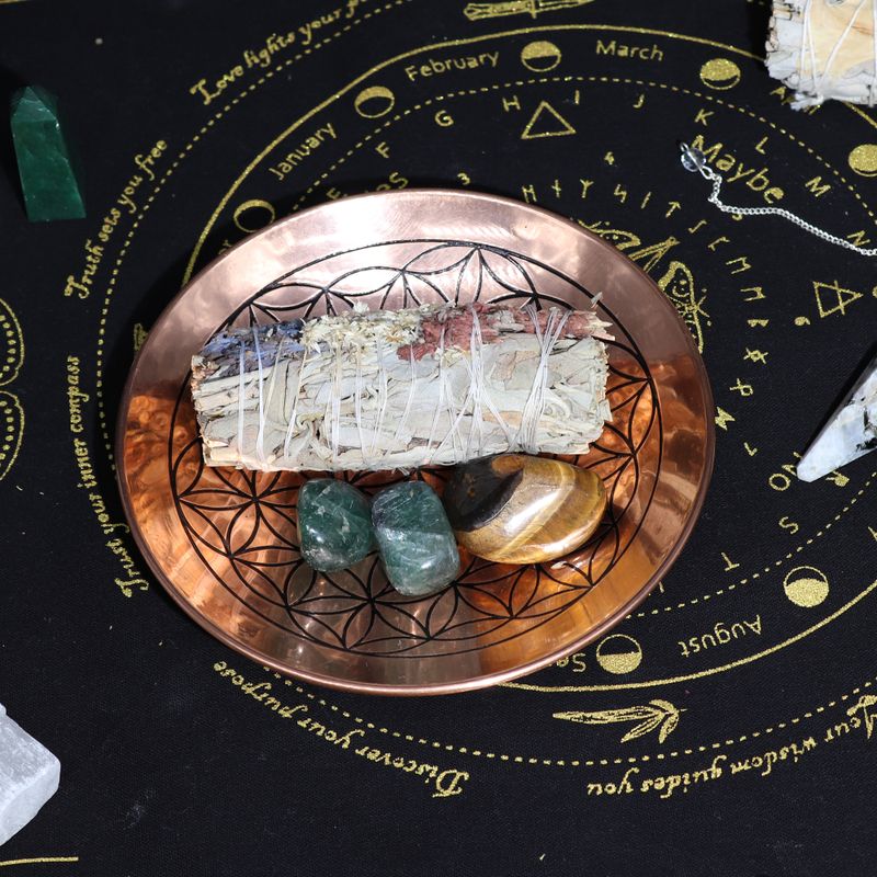 Offerings- / Smudgeplatta i Koppar - Livets Blomma