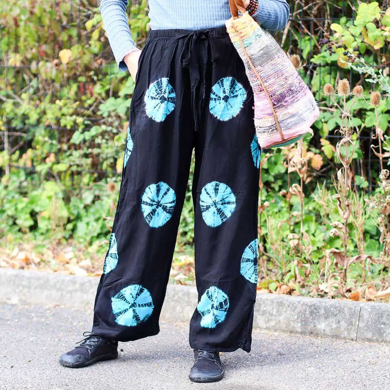 Japansk stil loungebyxor - Medium - svart, blå
