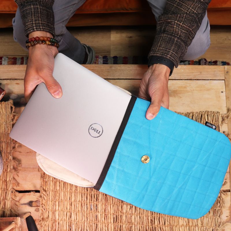 Vadderat Laptopfodral - Gul - Stentvättat