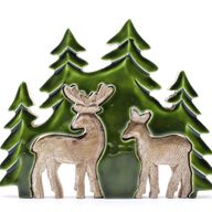 Vilse i Skogen - Två Hjortar i Skogen - 3D Trädekoration - 18x23cm