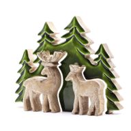Vilse i Skogen - Två Hjortar i Skogen - 3D Trädekoration - 18x23cm