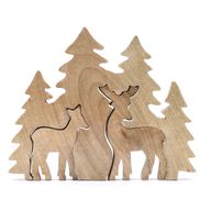 Vilse i Skogen - Två Hjortar i Skogen - 3D Trädekoration - 18x23cm