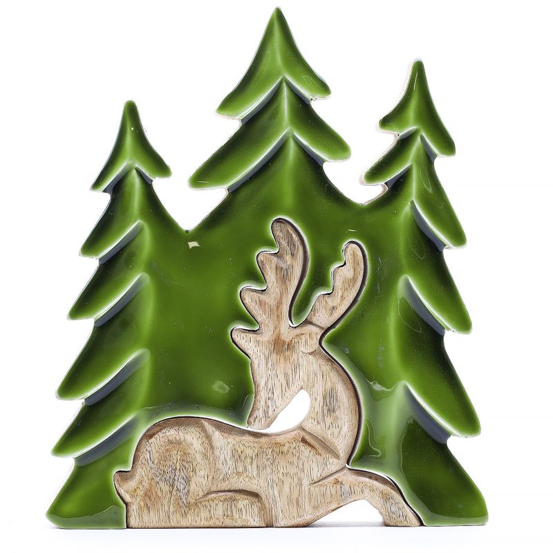 Vilse i Skogen - Hjort i Skogen - 3D Trädekoration - 23x20cm