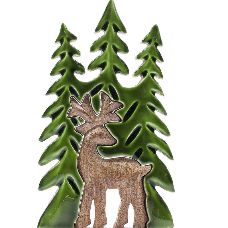 Vilse i Skogen - Hjort i Skogen - 3D Trädekoration - 25x15cm