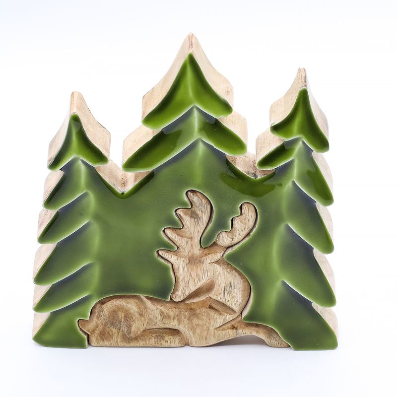 Vilse i Skogen - Hjort i Skogen - 3D Trädekoration - 23x20cm