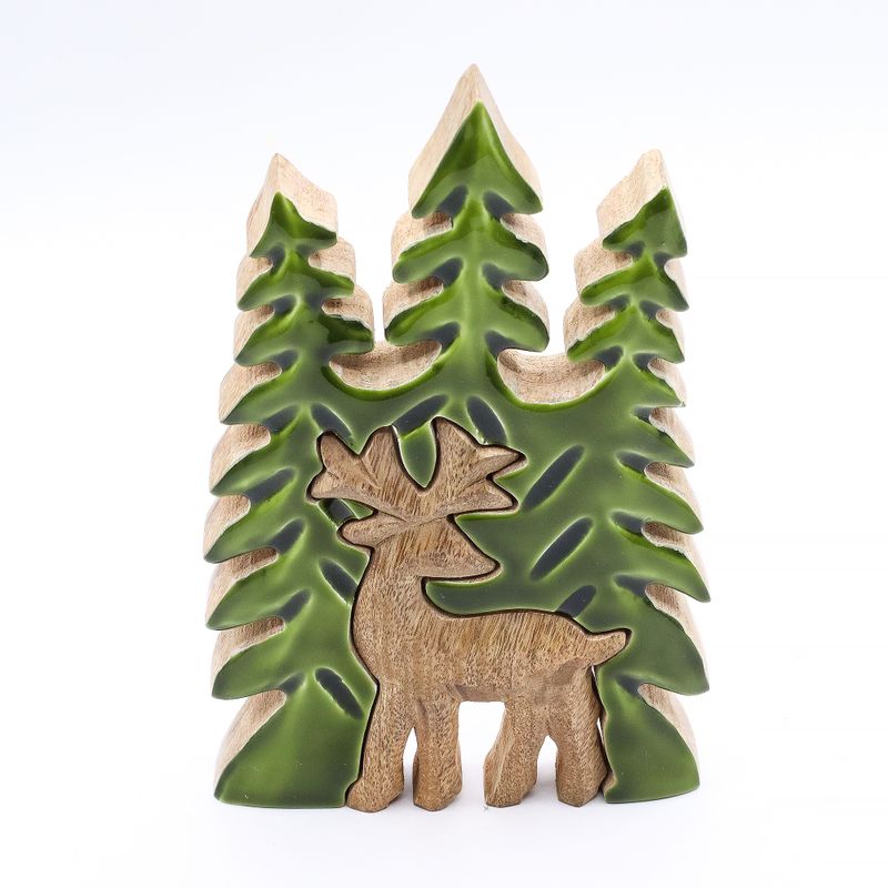 Vilse i Skogen - Hjort i Skogen - 3D Trädekoration - 25x15cm
