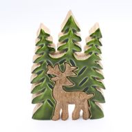 Vilse i Skogen - Hjort i Skogen - 3D Trädekoration - 25x15cm