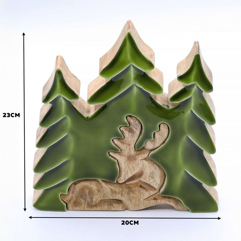 Vilse i Skogen - Hjort i Skogen - 3D Trädekoration - 23x20cm