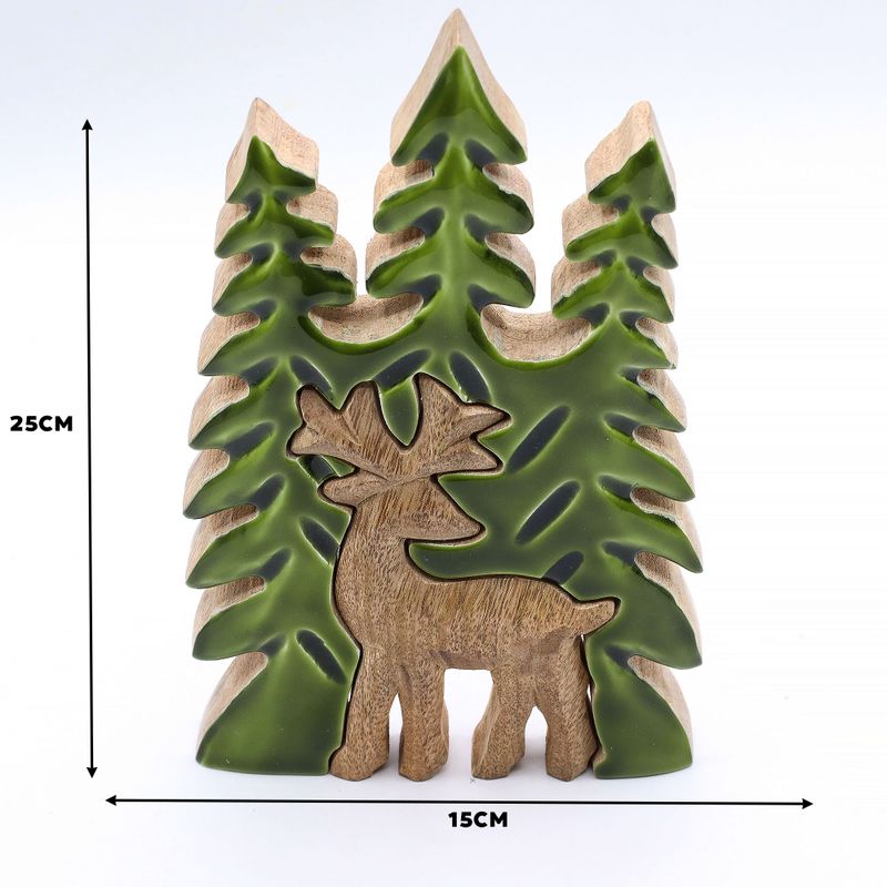 Vilse i Skogen - Hjort i Skogen - 3D Trädekoration - 25x15cm
