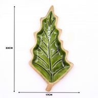 Vilse i Skogen - Emaljerad Lövformad Skål i Trä - 33x17cm
