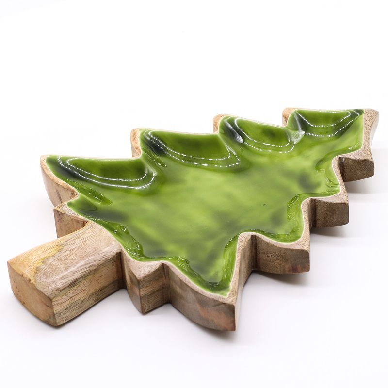 Vilse i Skogen - Emaljerad Trädformad Skål i Trä - 25x19cm