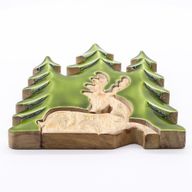 Vilse i Skogen - Hjort i Skogen - 3D Trädekoration - 23x20cm