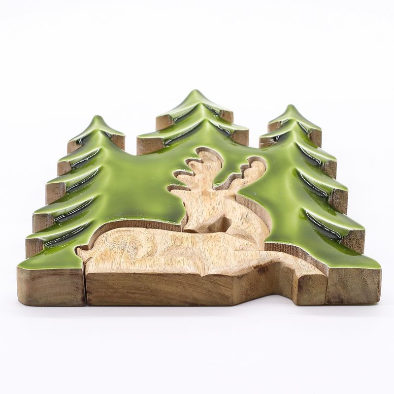Vilse i Skogen - Hjort i Skogen - 3D Trädekoration - 23x20cm