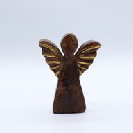 Liten Ängel i Mangoträ - Gyllene Dekor - 12cm