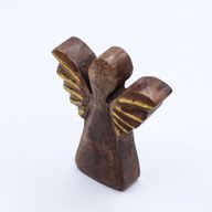 Liten Ängel i Mangoträ - Gyllene Dekor - 12cm