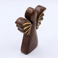 Medelstor Ängel i Mangoträ - Gyllene Dekor - 16cm