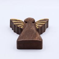 Medelstor Ängel i Mangoträ - Gyllene Dekor - 16cm
