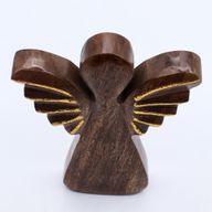 Stor Ängel i Mangoträ - Gyllene Dekor - 19cm