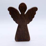 Stor Ängel i Mangoträ - Gyllene Dekor - 19cm