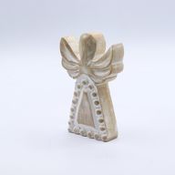 Ängel i Mangoträ - Vittvättad - 13cm