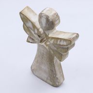 Ängel i Mangoträ - Vittvättad med Utskuren Stjärna - 18cm
