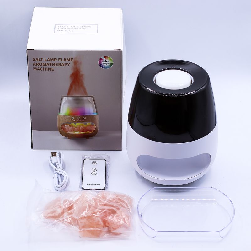 Doftspridare med Flammeffekt och Saltstenar - Vit USB - Färgbyte och Timer