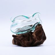 Smält Glas på Trä - Vågig Skål