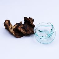 Smält Glas på Trä - Vågig Skål