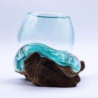 Smält Glas på Trä - Mini Akvarium